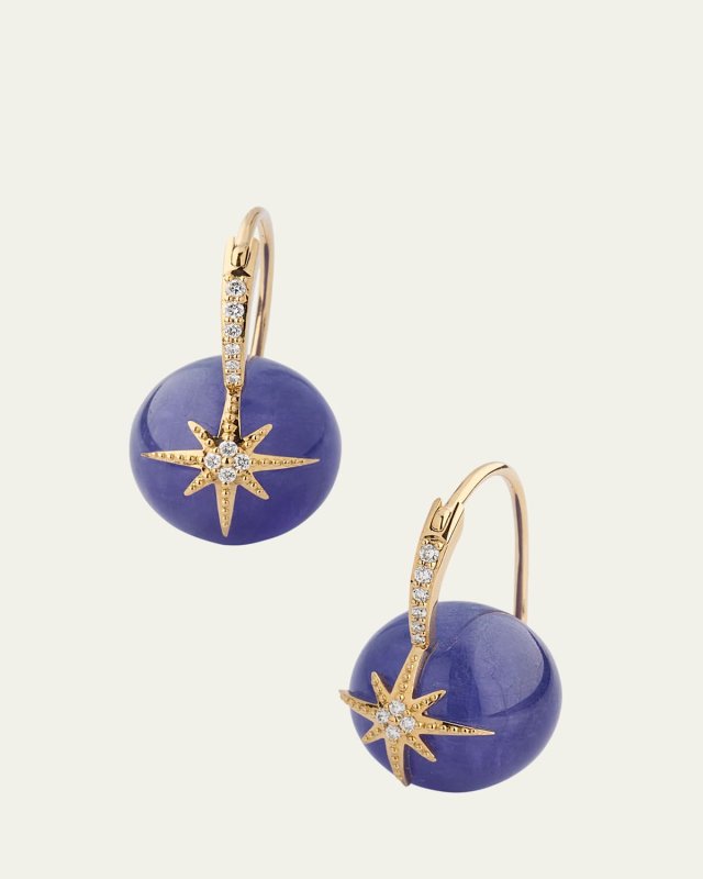 14K Pave Starburst Bead Earrings